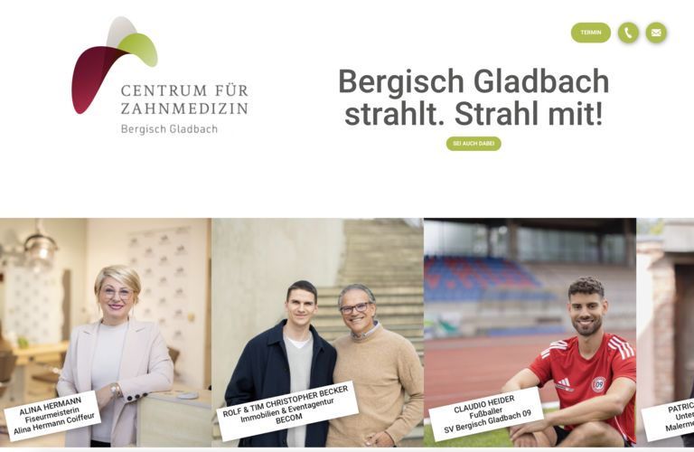 Landingpage: Bergisch Gladbach strahlt Kampagne - Centrum für Zahnmedizin Bergisch Gladbach